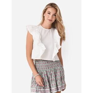 Dèluc Coma White Cotton Popover Blouse Top  NEW NWT Small S